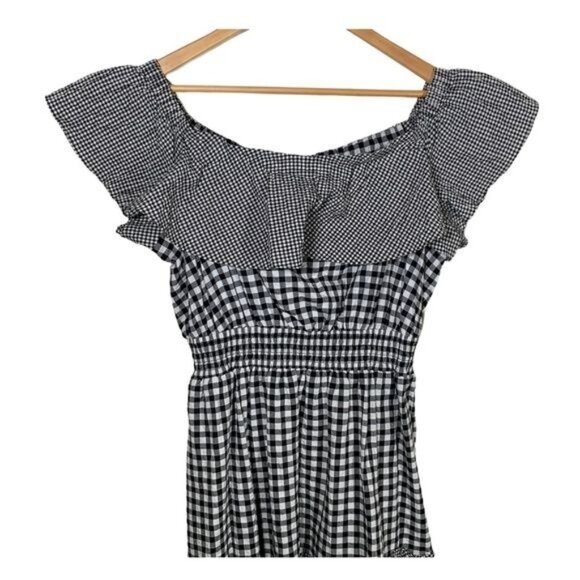 Rachel Roy XXL Gingham Plaid Off Shoulder Ruffle Peasant Sundress - Picture 4 of 11